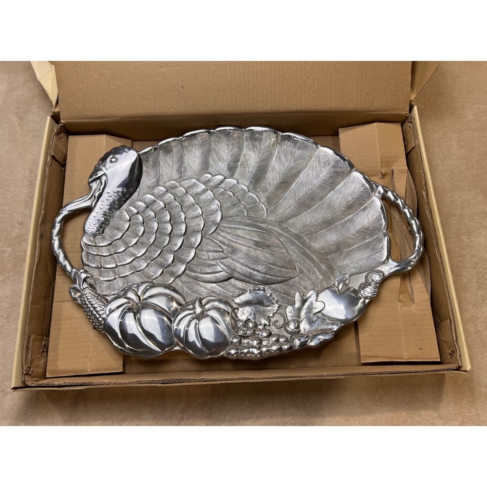Lenox Pewter 24" Turkey Platter Serving Tray Silver Thanksgiving Vintage w/ box